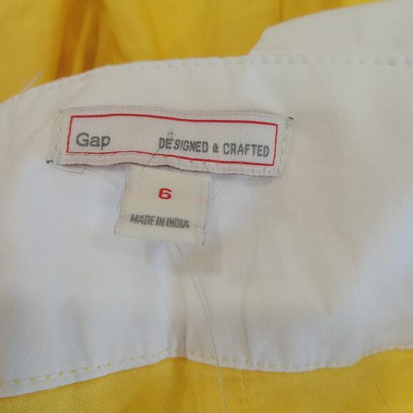 Gap Women's Sleeveless Knee Dress, Size 6, 100% Cotton Yellow And White Pockets - Picture 12 of 12